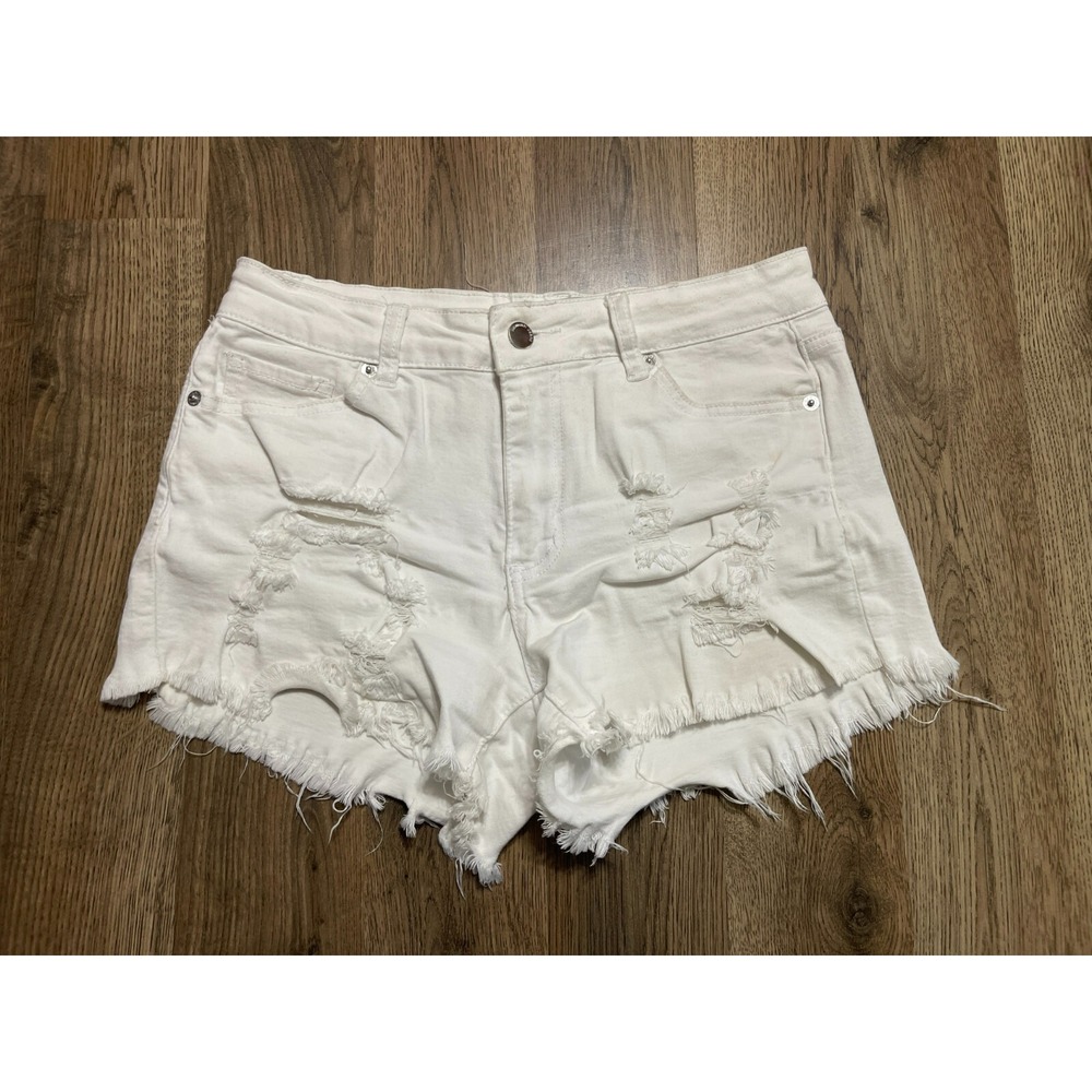 Hammer Jeans Shorts, Youth Girls Size Large, White Ripped, Cut-Off